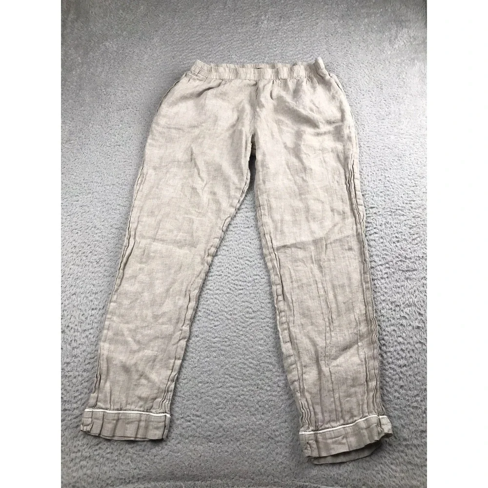 Quince Pants Women M (32x28) Flax 100% European Linen Piping Pull On